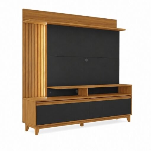 Home 1,83m NT 1400 Freijó/Preto com Detalhe Ripado e LED para TV até 60" - Notável - Imagem 3