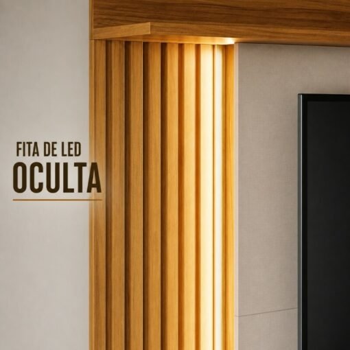 Home 1,83m NT 1400 Freijó/Preto com Detalhe Ripado e LED para TV até 60" - Notável - Imagem 5