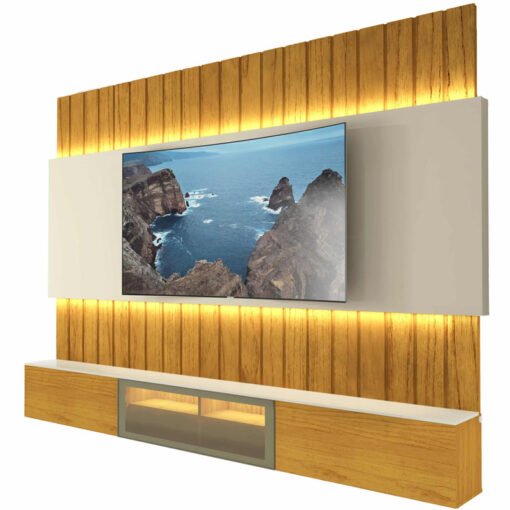 Alternative view of Home Suspenso 2,30m Soberano Reflecta Nature/Off com LED 100% MDF para TV até 85" - Gelius