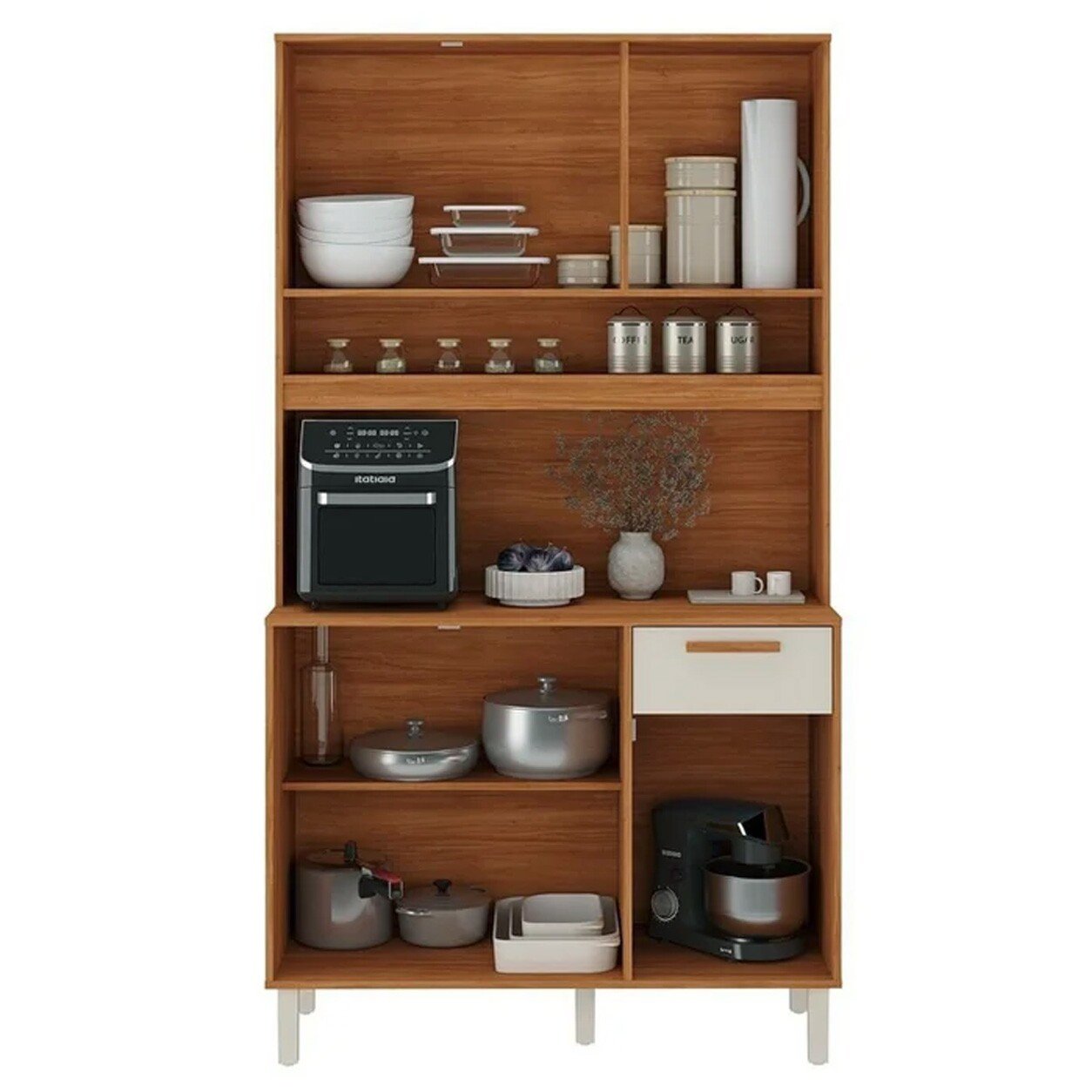 Kit Cozinha 1,10m Itafriz Cinamomo/Off 67/68 6 Portas 1 Gaveta - Itatiaia - Imagem 2