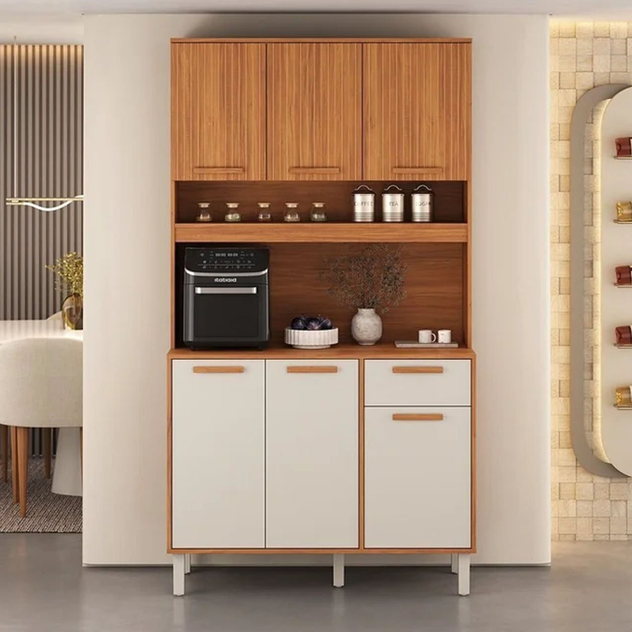 Kit Cozinha 1,10m Itafriz Cinamomo/Off 67/68 6 Portas 1 Gaveta - Itatiaia