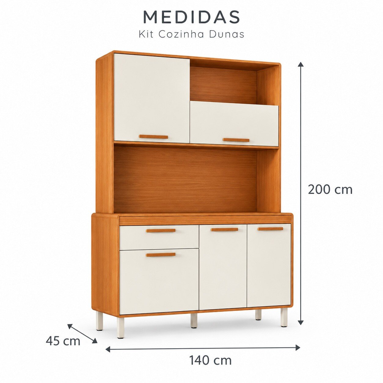 Kit Cozinha 1,40m Dunas Cinamomo/Off 20/21 5 Portas 1 Gaveta - Itatiaia - Imagem 4