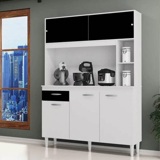 Kit Cozinha Duda 120 Branco/Preto - Poquema
