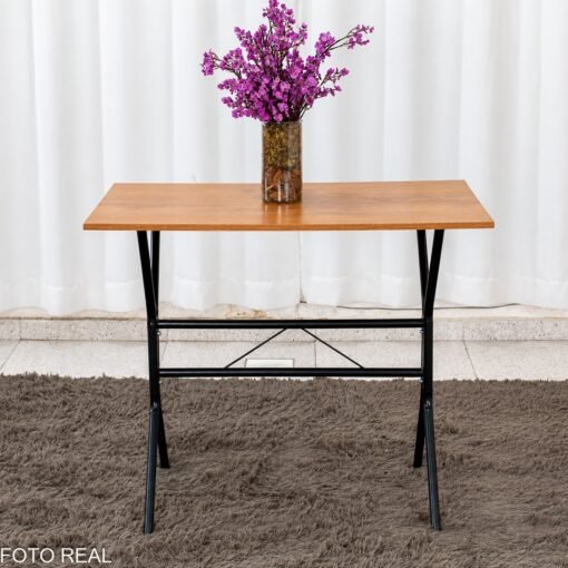 Mesa de Cozinha Atenas 90x58 Tampo Madeirado Base Nexus Preto + 4 Cadeiras Assento Corino Marrom - Tubo Minas - Imagem 12