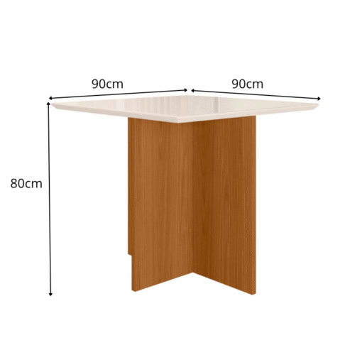 Base Mesa de Jantar Helo 90x90 Vidro Off Base Freijó - Poliman - Imagem 5