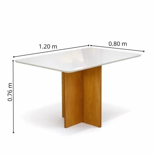 Mesa de Jantar Moscou 120x80 Vidro Off Base Cinamomo + 4 Cadeiras Londres Linho Cinza Minas Plac - Entregue Montada - Imagem 8