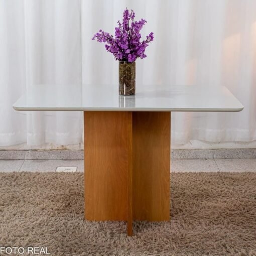 Mesa de Jantar Moscou 120x80 Vidro Off Base Cinamomo + 4 Cadeiras Londres Linho Cinza Minas Plac - Entregue Montada - Imagem 12