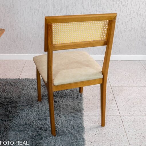 Mesa de Jantar Salina 120x80 Tampo Londres Cinamomo Cel Móveis + 4 Cadeiras Ava Corino Creme 307 Estrutura Madeira Prensar - Entregue Montada - Imagem 7