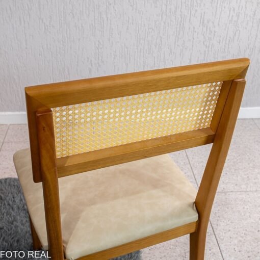 Mesa de Jantar Salina 120x80 Tampo Londres Cinamomo Cel Móveis + 4 Cadeiras Ava Corino Creme 307 Estrutura Madeira Prensar - Entregue Montada - Imagem 8