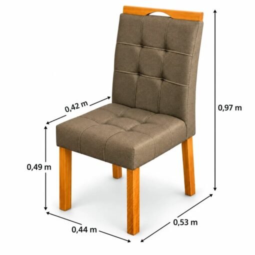Mesa de Jantar Salina 120x80 Tampo Londres Cinamomo Cel Móveis + 4 Cadeiras Sophia Linho Marrom 207 Estrutura Madeira WM Decor - Entregue Montada - Imagem 9