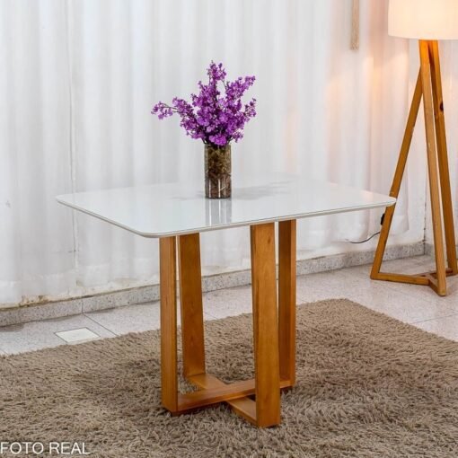 Mesa Tóquio 100x80 Vidro Off Base Madeira + 4 Cadeiras Londres Veludo Chumbo Estrutura Madeira Minas Plac - Entregue Montada - Imagem 14