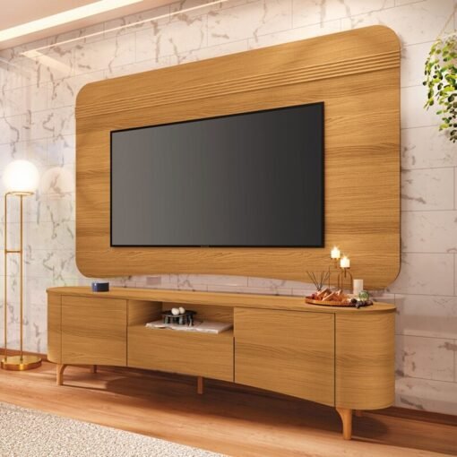 Rack 2.00m Elara 2.00m Cinamomo + Painel 2.00m Armoni Cinamomo - HB Móveis