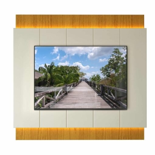 Painel 2,18m Magnífico 220 Nature/Off com LED e Detalhe Ripado para TV até 85" - Gelius - Imagem 6