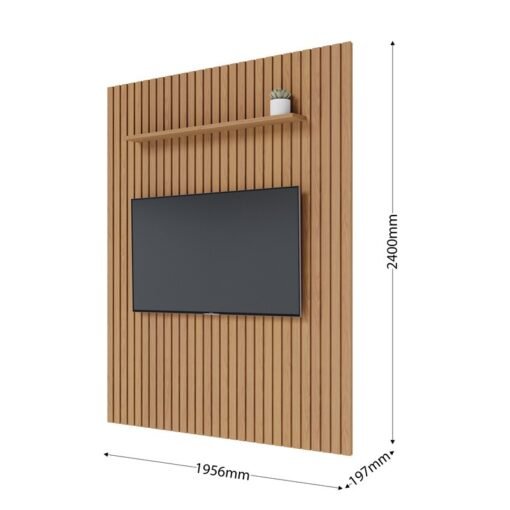 Alternative view of Painel 1,95m Niágara Freijó com Detalhe Ripado para TV até 82" - Colibri