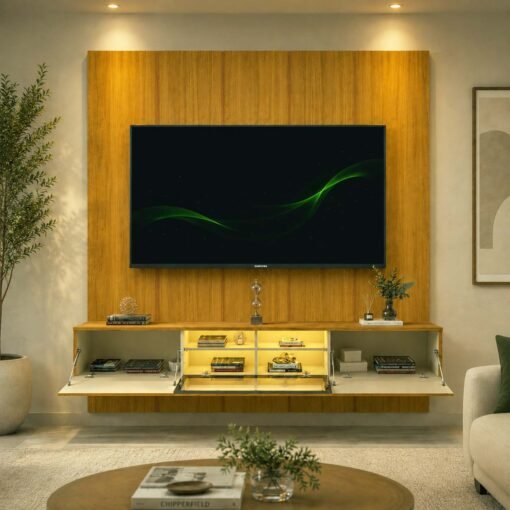 Alternative view of Painel 2,20m Realce Naturale + Nicho 2,15m Luminare Naturale com LED para TV até 85" - Gelius