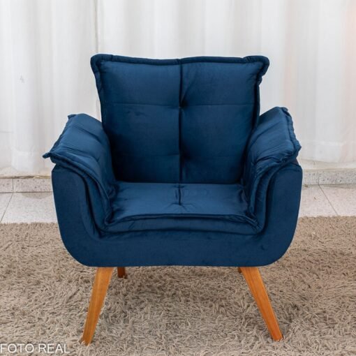 Poltrona Marlete Veludo Azul - Imagem 3