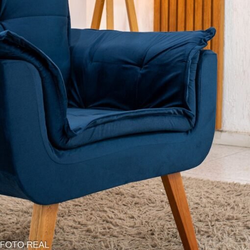 Poltrona Marlete Veludo Azul - Imagem 5