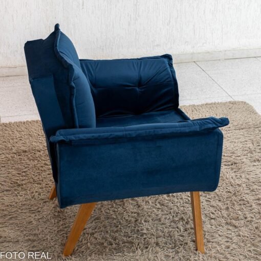 Poltrona Marlete Veludo Azul - Imagem 6