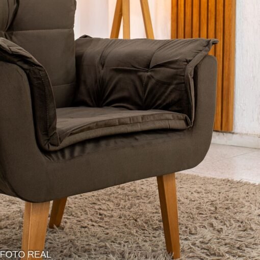 Poltrona Marlete Veludo Marrom - Imagem 5