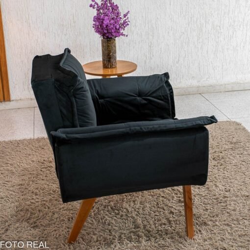Poltrona Marlete Veludo Preto - Imagem 6