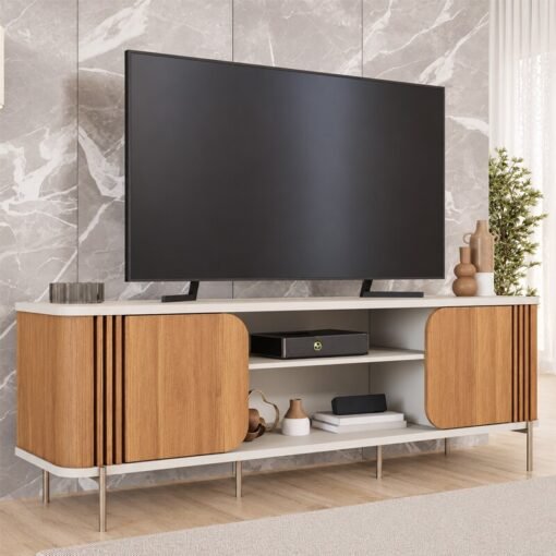 Rack Bancada 1,80m Chicago Off/Cinamomo Para TV's até 60" - Permóbili