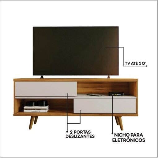 Rack Bancada 1,35m NT 1180 Freijó/Off para TV até 55" - Notável - Imagem 6