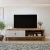 Rack Bancada 1,64m Ouro Preto Cinamomo/Off com Detalhe Frisado para TV até 65" - Valdemóveis