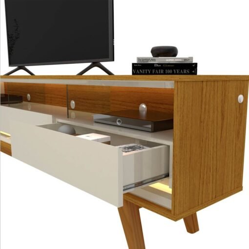 Alternative view of Rack 1,72m Requinte Naturale/Off com LED 100% MDF para TV até 65" - Gelius