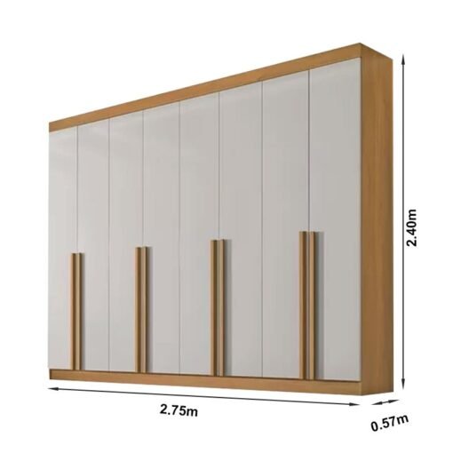 Guarda-roupa Casal 2,75m Daymond Cinamomo/Off 8 Portas 8 Gavetas 100% MDF - D Doro - Imagem 5