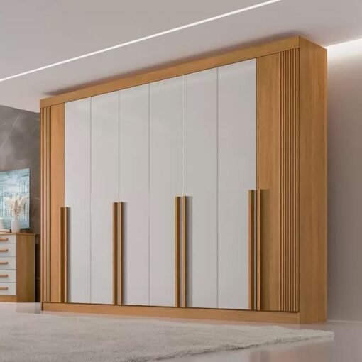 Guarda-roupa Casal 2,75m Daymond Cinamomo/Off Ripado 8 Portas 8 Gavetas 100% MDF - D Doro - Imagem 5