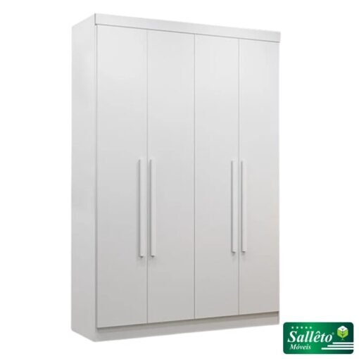 Guarda-roupa Solteiro 1,21m Recife Branco 4 Portas 2 Gavetas - Sallêto