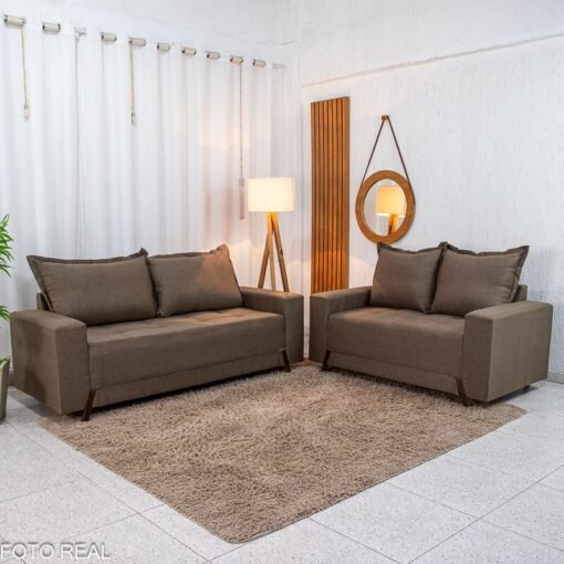 Sofá 3 e 2 Lugares 8100 Linho Marrom 25