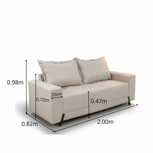 Alternative view of Sofá 3 lugares 8100 2,00m Linho Bege 24 + Rack 2,18m Magnífico 212 + Painel Magnífico 220 Nature/Off com LED e Ripado TV até 85" - Gelius