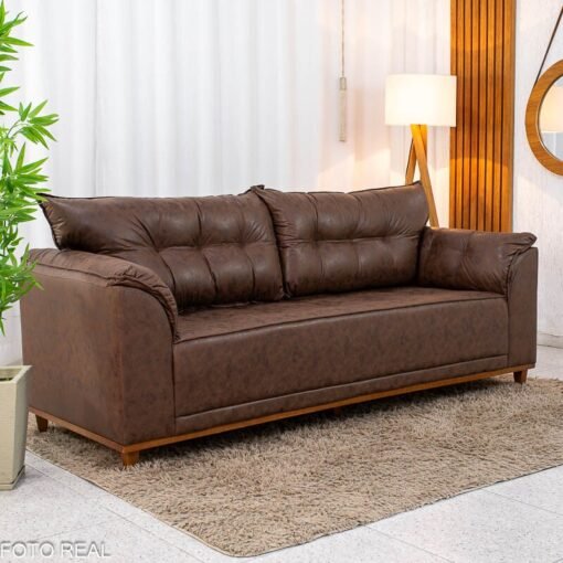 Sofá 3 Lugares Gramado Korino Nobuck Marrom 3051 - 2,10m