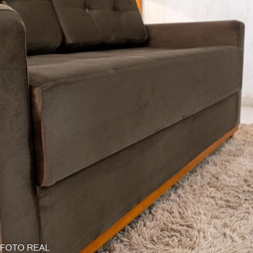 Sofá 3 Lugares Living Áustria Veludo Marrom A17 - 1,70m - Imagem 5