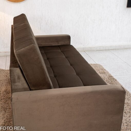 Sofá 3 Lugares Living Áustria Veludo Marrom A17 - 1,70m - Imagem 7