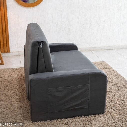 Sofá Cama Daiane Veludinho Chumbo 250 com Baú - 1,40m - Imagem 12