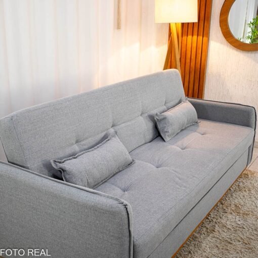 Sofá Cama Ipanema Linho Cinza 2275 com Baú - 2,05m - Imagem 5