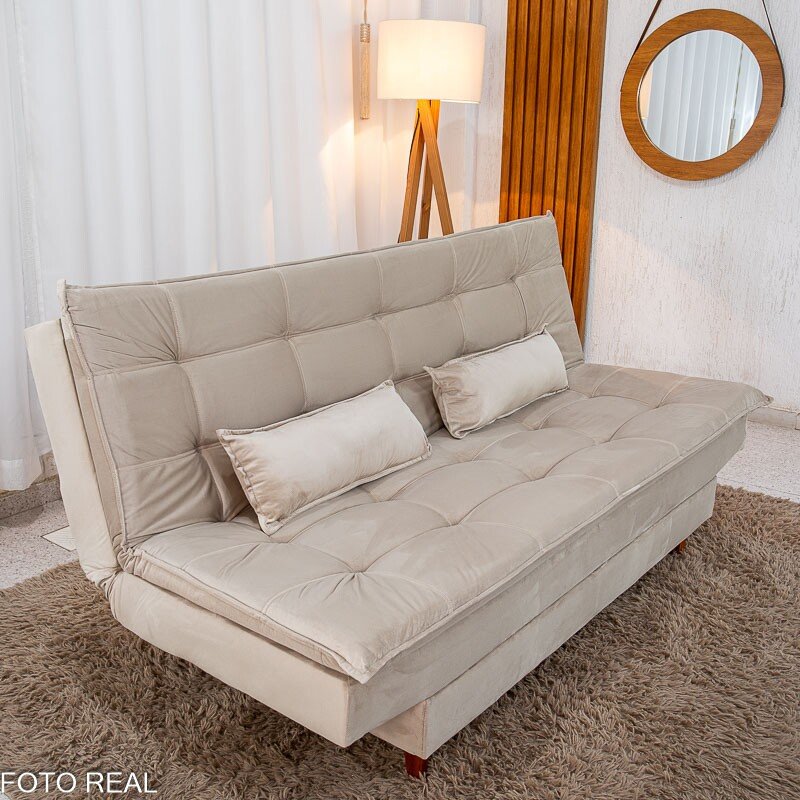 Sofá Cama Premium Veludo Bege 2269 - 1,80m - Imagem 2