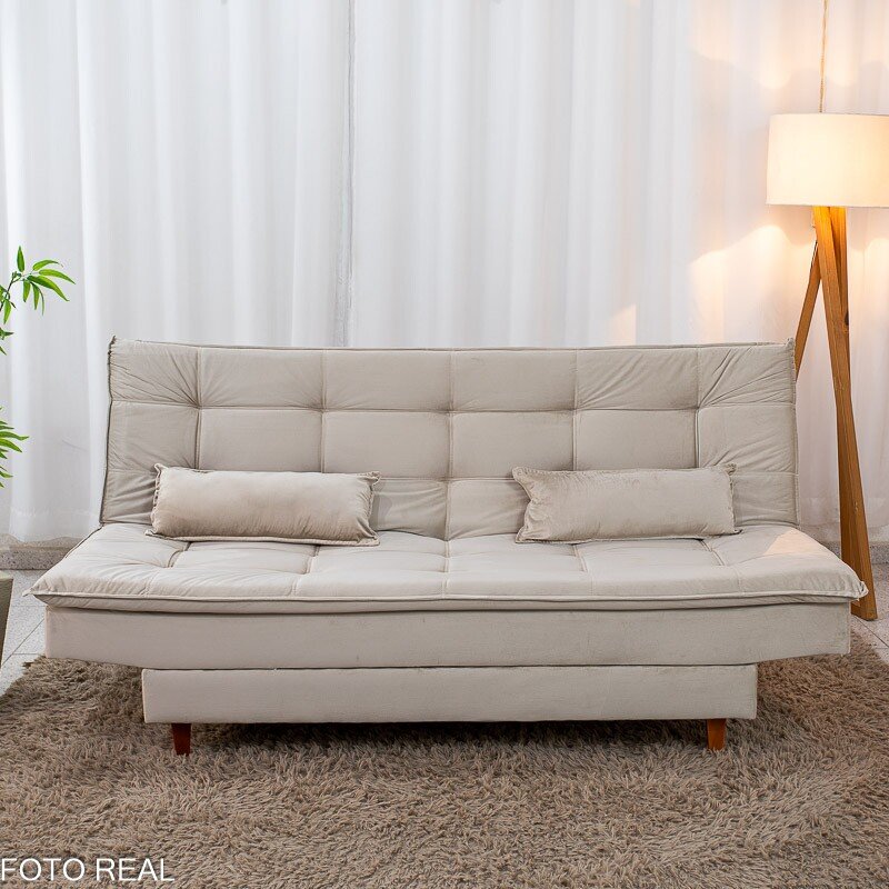 Sofá Cama Premium Veludo Bege 2269 - 1,80m - Imagem 4