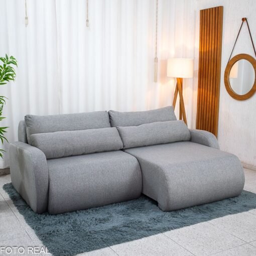Sofá Retrátil Bellagio 2,25m Linho Cinza A59 - Imagem 4