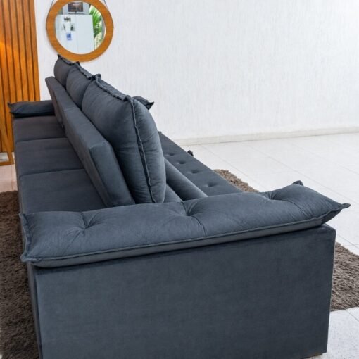Sofá Retrátil Reclinável Dubai 2,90m Veludo Cinza 20 - Imagem 10