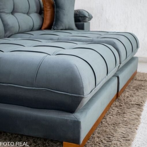 Sofá Retrátil Reclinável Verona 2,30m Veludo Cinza - Molas Ensacadas - Imagem 10