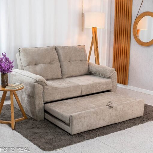 Sofá Cama Tiffany Chenile Marrom Claro 543 - 1,60m - Imagem 9
