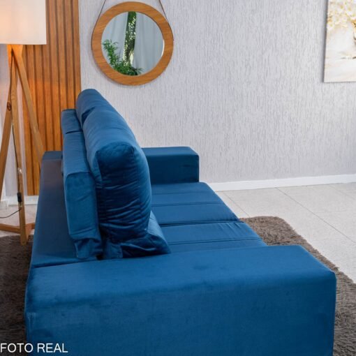 Sofá Retrátil Reclinável Royal 2,00m Veludo Azul - Imagem 10