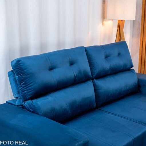 Sofá Retrátil Reclinável Royal 2,00m Veludo Azul - Imagem 7