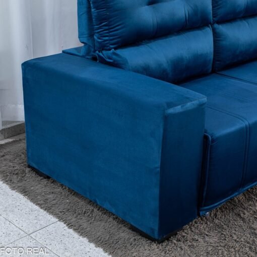 Sofá Retrátil Reclinável Royal 2,00m Veludo Azul - Imagem 11